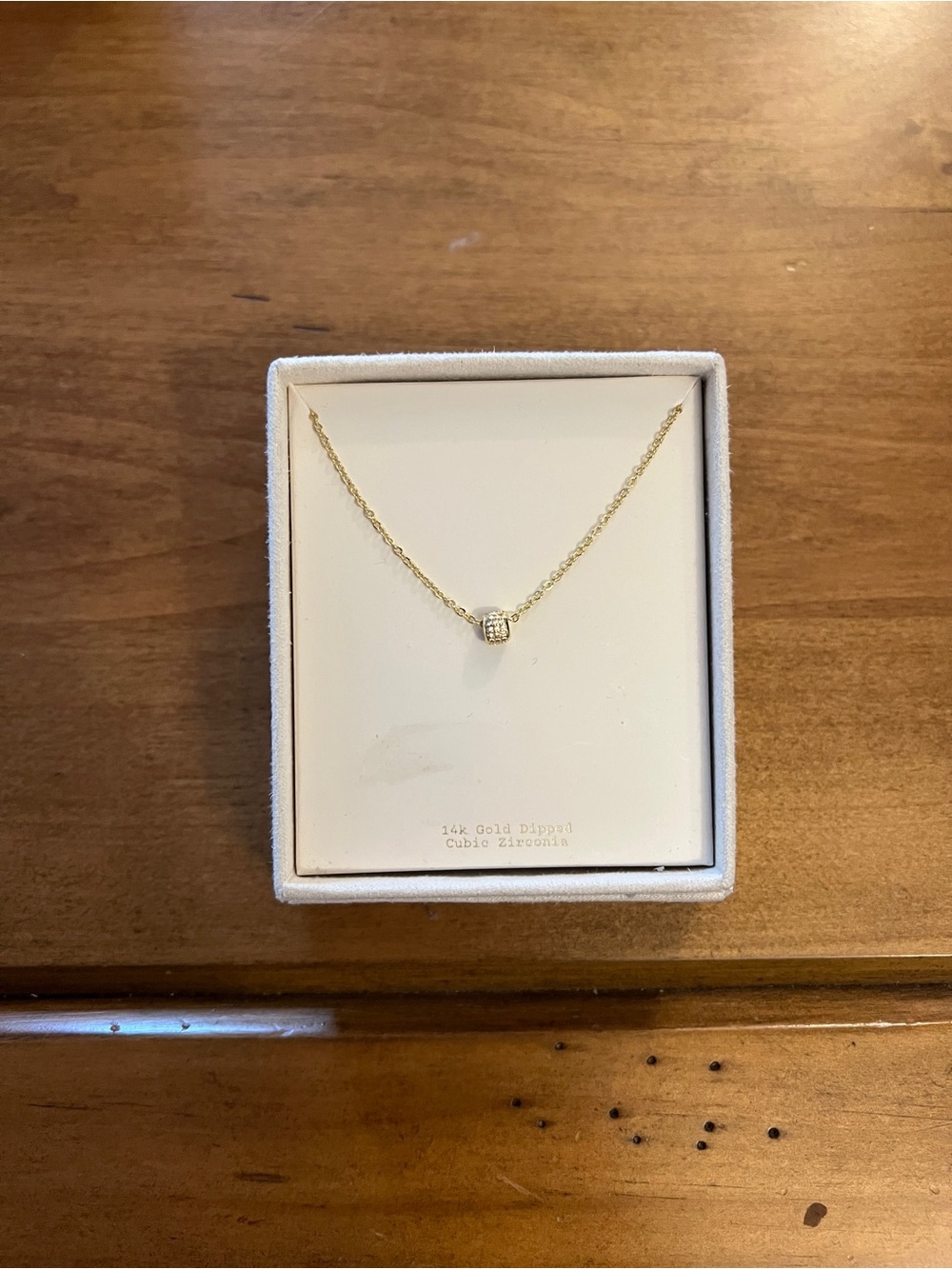 a new day Gold Plated Necklace with CZ Barrel Accent